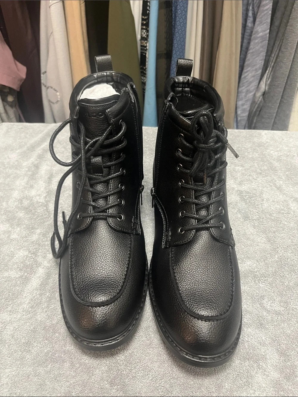 Aldo Black Leather Lace-Up Ankle Boots